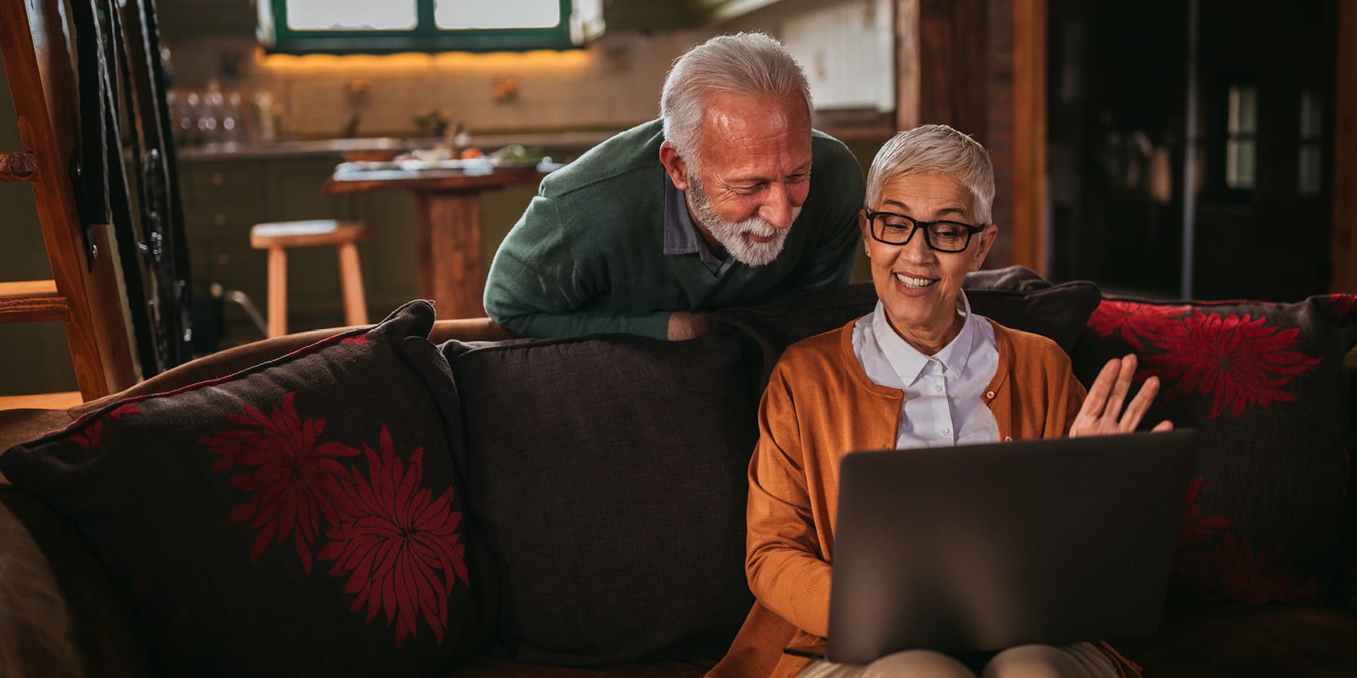 Senior couple enjoying at home with the help of technology | Doylestown Health