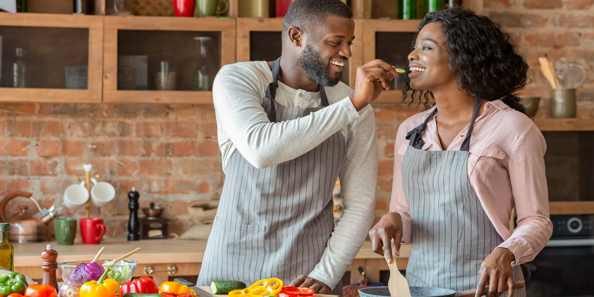 Couple sharing kitchen activities | Doylestown Health