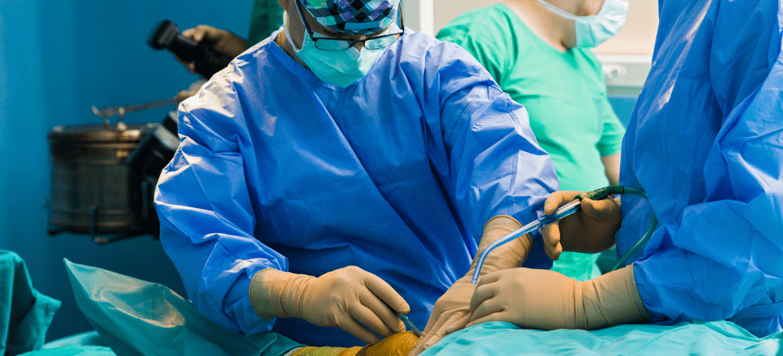 Doctor performing medical procedure 