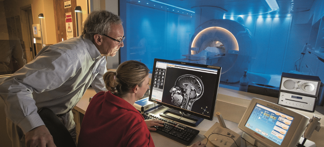 Doctor and a nurse reviewing an MRI | Doylestown Health